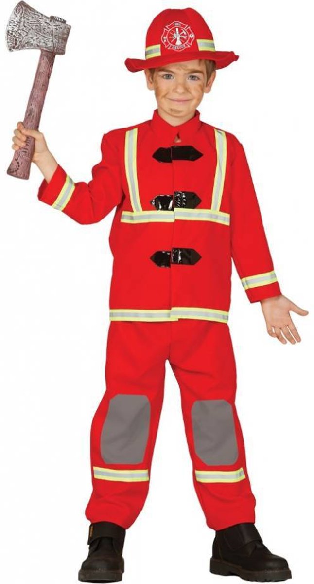 Brandweer Kostuum | Heldhaftige Brandweerman | Jongen | 5 - 6 jaar | Carnaval kostuum | Verkleedkleding